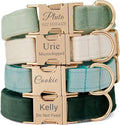 Personalized Velvet Dog Collar with Name & Phone Custom Dog Collar Personalized Name and Phone Number, Custom Collar Leash for Dogs, Engraved Metal Buckle Collar (Style - C)