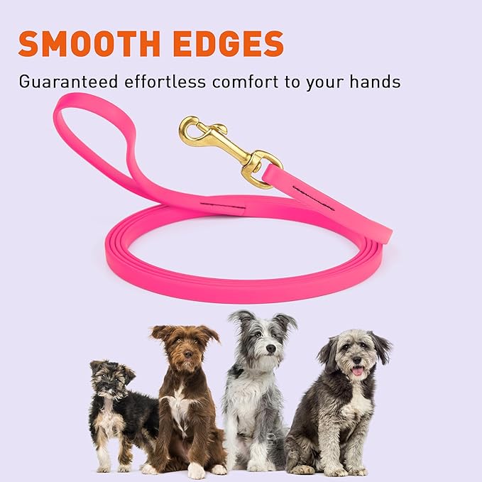 Viper Biothane K9 Working Dog Leash Waterproof Lead for Tracking Training Schutzhund Odor-Proof Long Line with Solid Brass Snap for Puppy Medium and Large Dogs, 33ft Passionfruit Pink