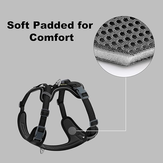 Plutus Pet No Pull Dog Harness, Release at Neck, Soft Padded, Reflective Adjustable Dog Vest Harness for Small, Medium, Large Dogs(Black, XL)
