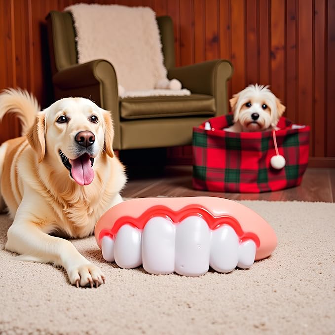 White Neat Teeth Fake Teeth for Dogs,Funny Silicone Braces,Creative Fake Dog Chew Toys, Easy to Apply Toy,Interactive Toys, Christmas Costume Suitable Accessories