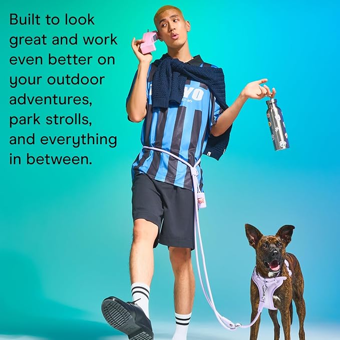 Wild One Hands-Free Adjustable Rope Dog Leash, Standard: 4' to 8.5' Long, .5" Wide, Adjustable for Crossbody, Waist & Handheld, Moonstone