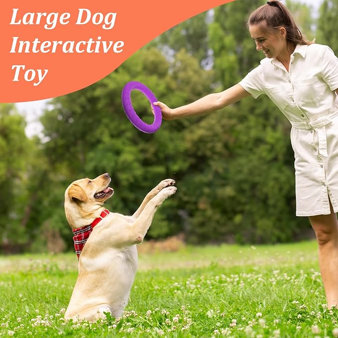 JIEYAO 4 Pcs Dog Training Ring for Outdoor, 12 Inch Pet Flying Disc for Aggressive Chewers, Durable Chew Toy Dog Ring Fetch Toys Floating Ring Toy for Large Medium Dogs Training and Teeth Cleaning
