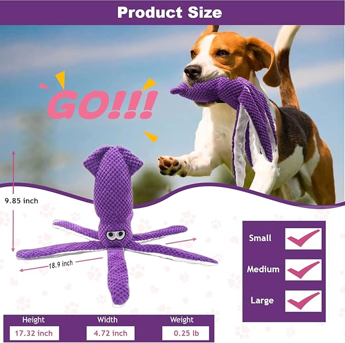 SUNKYPUP Squeaky Dog Toys - Small to Large, Stuffed with Crinkle Paper, Durable & Great for Puppies