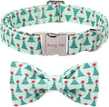 ARING PET Christmas Dog Collar with Bow, Cute Xmas Green Christmas Tree Bowtie Pet Collars for Puppy Small Medium Large Girl Boy Dogs-S