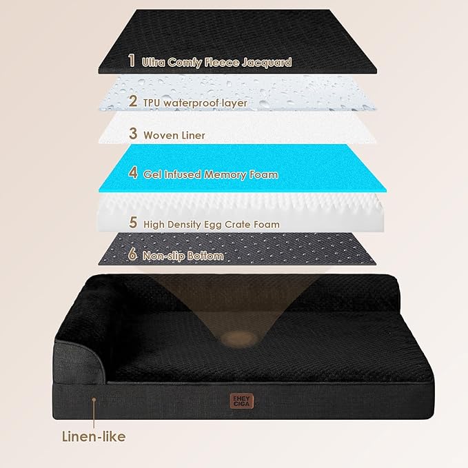 EHEYCIGA XL Dog Bed Memory Foam for Crate, Extra Large Dog Bed Orthopedic with Washable Removable Cover, Waterproof Pet Sofa Couch XLarge Size Dogs, 41x27x6.5, Black