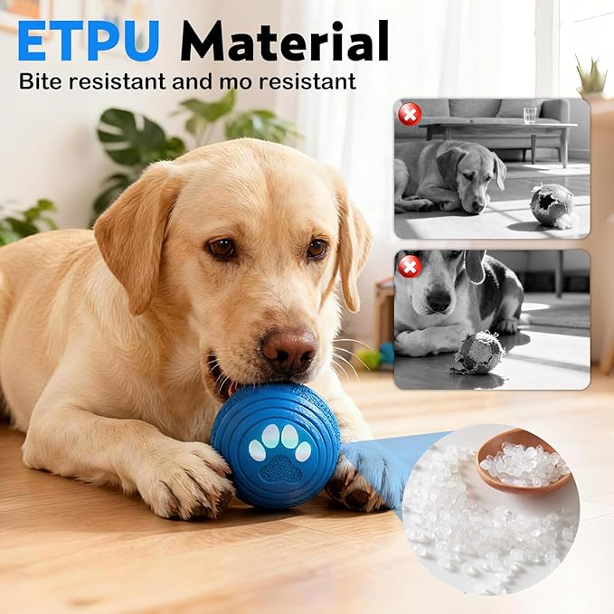 Smart Interactive Dog Toy, Dog Toys for Aggressive Chewers, Moving Jumping Vibrating - 3 Modes IPX7 Waterproof Rating, E-TPU Material for Medium and Large Dogs, Indoor & Outdoor (Blue)