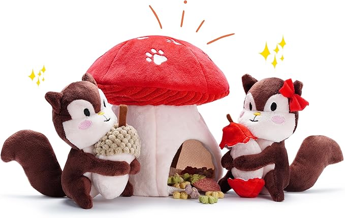 Nocciola Squirrel Dog Squeaky Toys-Hide and Seek Plush Dog Toys, Small Dog Toys for Boredom, Christmas Dog Toys for Small and Medium Size Dogs, Puppy Toys Pet Supplies