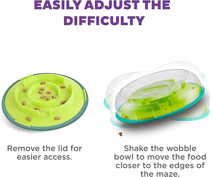 Outward Hound by Nina Ottosson Wobble Bowl Slow Feeder Dog Puzzle, Level 1 Beginner, 11.6 inches x 3.5 inches, Multicolored