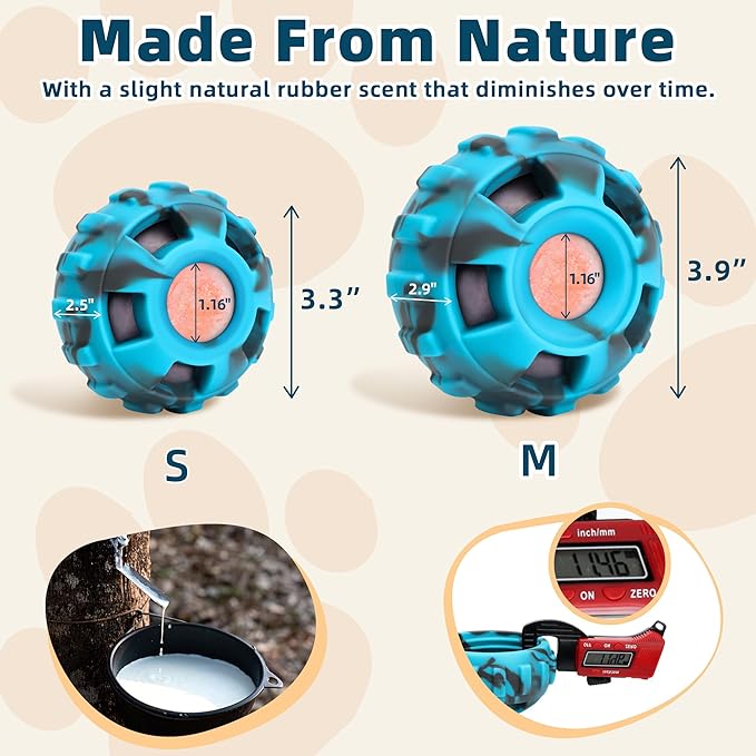 Dog Enrichment Toys to Keep Them Busy-Interactive Dog Toys for Large Dogs-Freeze Treat Dispensing,Natural Rubber,Dishwasher Safe,Blue,M