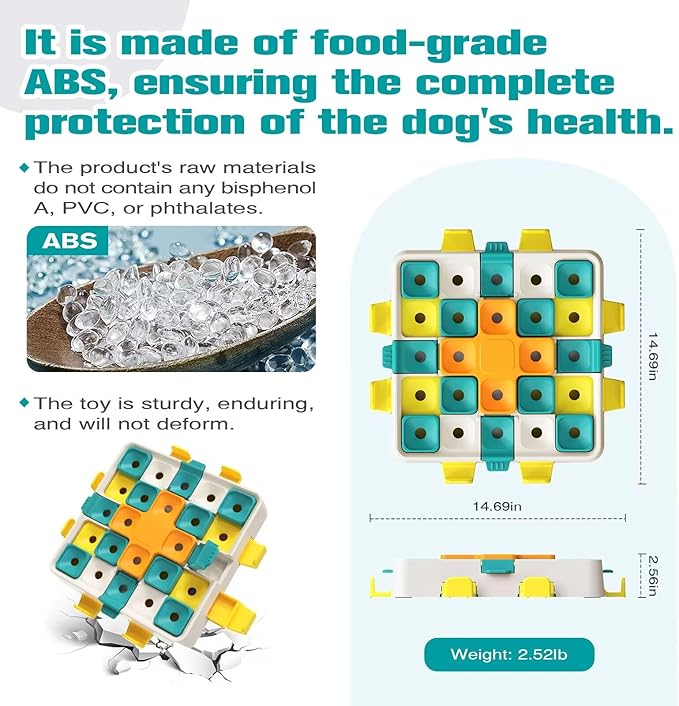 KADTC 2 Levels of Challenge Advanced Dog Puzzle Toy, Brain-Teasing Cube,U.S. Brand & Design,Interactive Boredom Buster for Smart Dogs Small Medium Large All Breeds Mental Stimulation Enrichment Toys