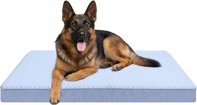 Orthopedic Memory Foam Dog Bed,Cooling Dog Beds for Dogs, Washable Pet Beds for Crate with Faux Fur Cover, Waterproof Lining, (XX-Large:47"x29"x3.5", Cooling Surface)