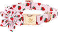 Elegant little tail Dog Collar with Flower, Strawberry Print Pet Collar Flower Pet Collars Summer Cute Adjustable Dog Collars for X-Small Dogs