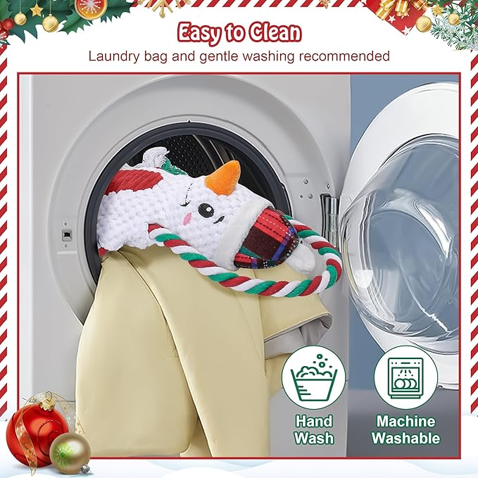 Newget Christmas Dog Toys, Plush Stuffed Animals Toys for Aggressive Chewers, Cute Squeak Toys for Large Medium Small Dogs, Interactive Dog Chew Toys, Durable Plush Dog Toys for Puppy Teething