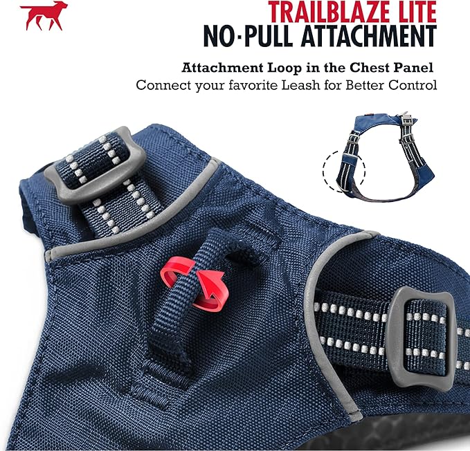 Tuff Pupper All-Day Wear Dog Harness | for Walking, Trail Running, Hiking | Front & Back Leash Clips | Reflective Trim | Easy On/Off Buckles | Lightweight Breathable | No Pull Design (XS, Blue)