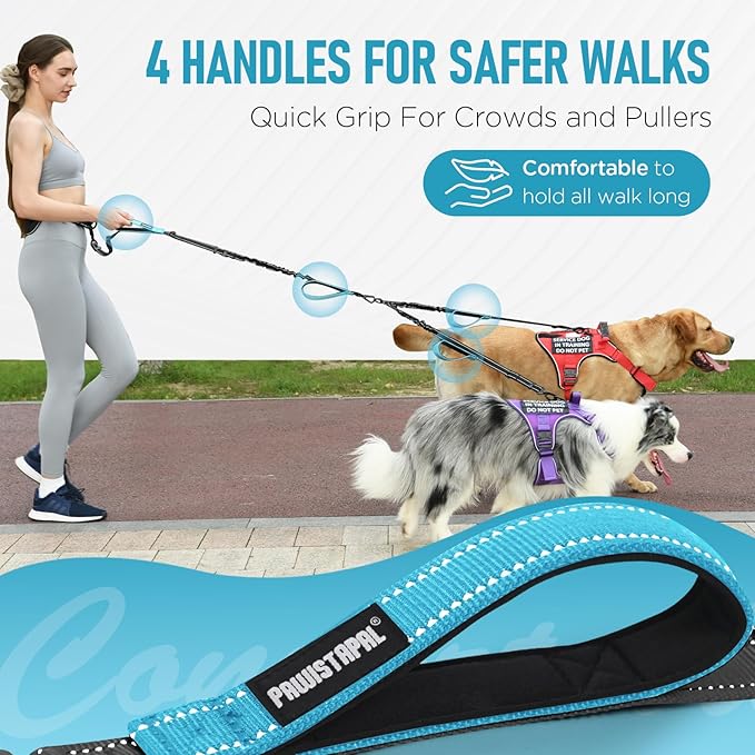Hands Free Dog Leash, Waist Bungee Leash for 2 Large Dogs, 6-8ft No-Tangle Heavy Duty Leashs(50-120 lbs)
