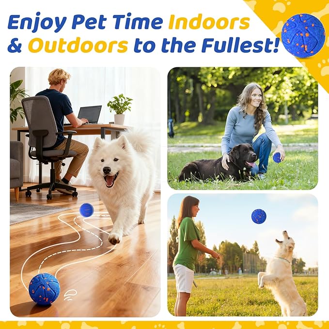 Interactive Dog Toys Dog Ball: Smart Interactive Dog Toys Motion-Activated for Medium and Large Dogs-Automatic Moving, Rotating & Bouncing, E-TPU Material, IP54 Waterproof for Indoor Outdoor