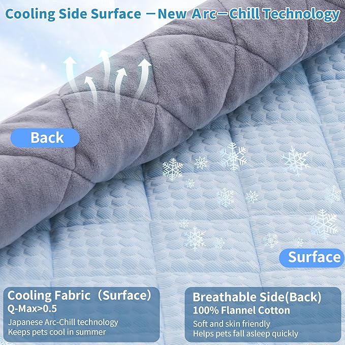 Dog Cooling Mat, Washable Cooling Mat for Dog, Foldable Kennel Pet Bed, Cool Pad (Cool &Warm Surface) for All Seasons Use, Pet Pads for Cats Use in Crate (36x24 Inch (Large))