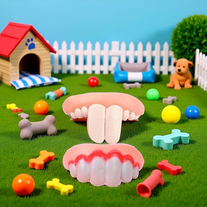 2Pcs Fake Braces for Dogs | Funnys Silicone Dentures for Dogs | Funny Fakes Teeth | Creative Fakes Teeths Dog Chew Toys - Funnys Dentures Pet Decorating, Easy to Apply Dog Toy Teeth，Toys