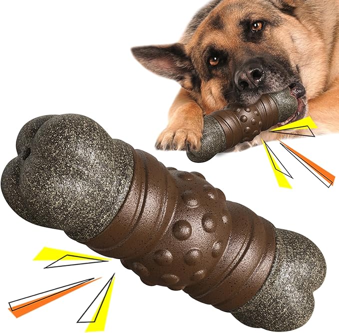 Dog Bones for Aggressive Chewers Dog Chew Toys Bully Sticks Dog Gifts for Large Dogs Bones Teeth Cleaning Squeaky Sounds Toys Indoor Outdoor Relieving Boredom