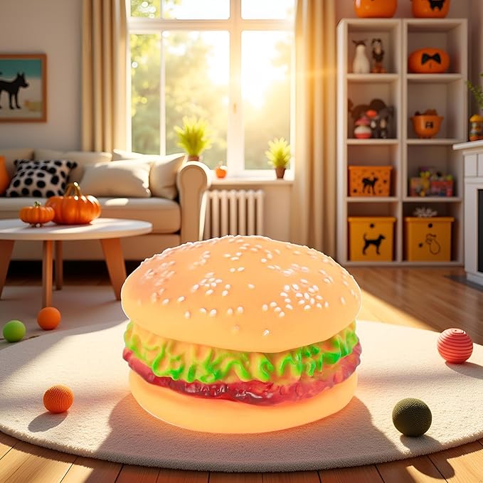 NTRR Bite-Resistant Dog Toys Squeaky Chewing Toys Tooth Cleaning Supplies, Golden Retriever Teddy Pets, etc., Dog Training, Sofa Damage Prevention, Hamburger Pet Toys