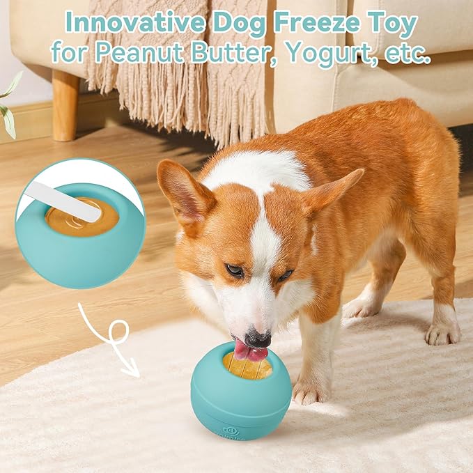 Long-Lasting Interactive Dog Lick Toy, Stuffable Dog Enrichment to Keep Dogs Busy, Wobbly Treat Dispensing Freezable Chew Toys, Food-Grade Safe (Teal Blue,L)