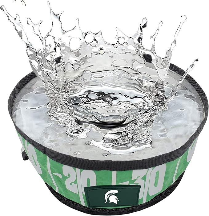 Pets First NCAA Michigan State Spartans Collapsible Dog Travel Bowl Set, 2 Pack Food & Water Bowls for Dogs, Best Portable & Lightweight Leak-Proof Dog Bowls for Travel