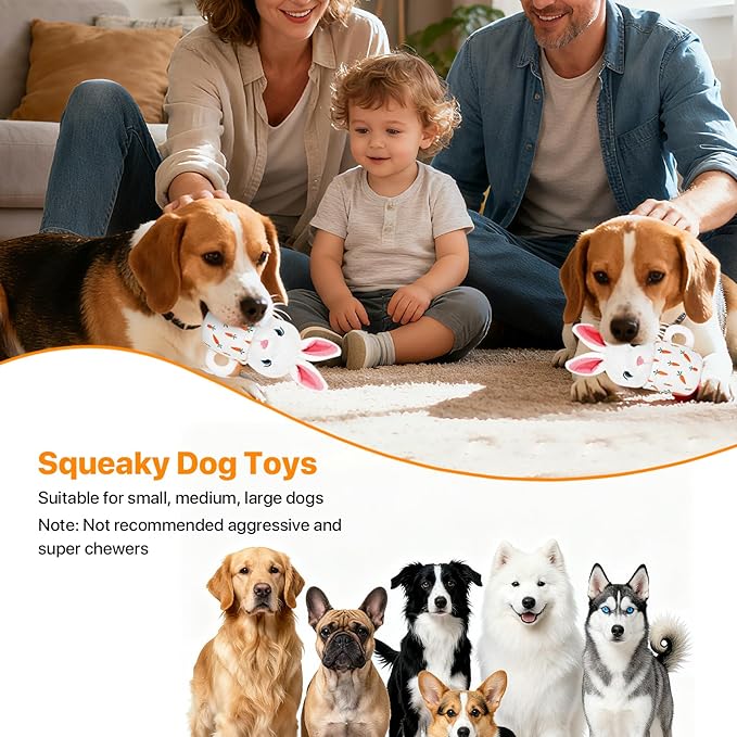Christmas Dog Toys with Squeaker for Large Breed Interactive Dog Chew Toys for Puppies Small and Large Dogs Rabbit Squeaky Dog Training and Reduce Boredom (Cup Rabbit