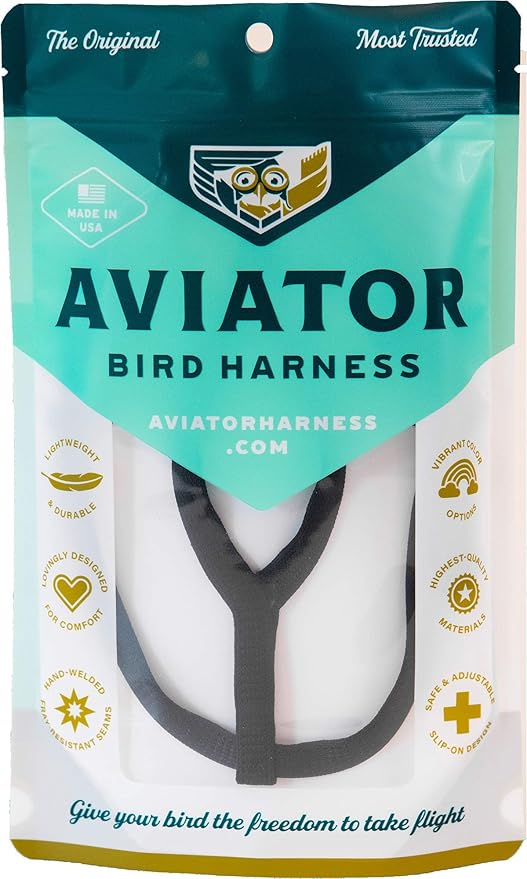 The AVIATOR Pet Bird Harness and Leash: Large Black
