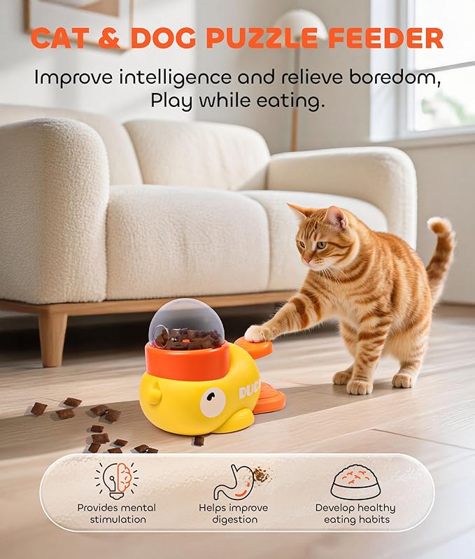 2-in-1 Interactive Dog Puzzle Toy, Dog Interactive Treat Dispenser Toy, Dogs Food Treat Feeding Dispenser for Healthy Eating for Small & Medium (White)