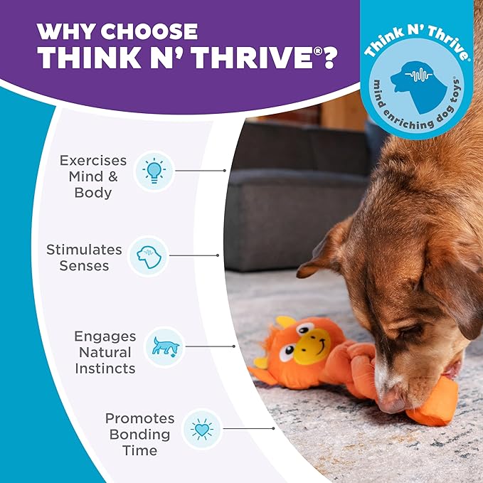 Outward Hound by Nina Ottosson Twistiez Interactive Plush Dog Treat Puzzle, Dragon, Orange