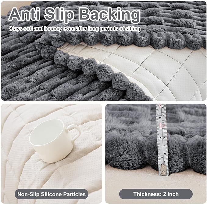 Couch Cover for Dogs, Non Slip Fuzzy Pet Couch Covers for Sofa,Pet Friendly Dog Mat for Couches and Sofas,Thick Soft Sofa Slipcovers Cushion Protector(Dark Gray, 28" x 59"/70 x 150cm)