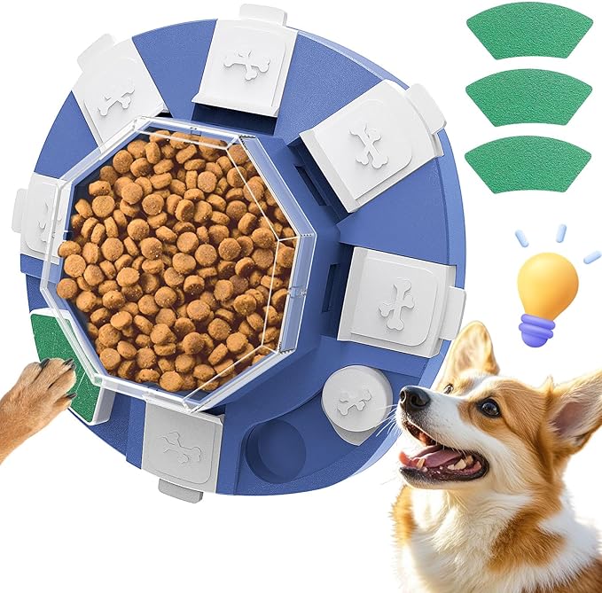 TBTeek Dog Puzzle Toys for Large Medium Small Dogs, 3-in-1 Interactive Dog Toys, Nail Grinder, IQ Puzzle & Slow Feeder - Interactive Treat Dispenser for Mental and Stimulation Boredom Relief(Blue)