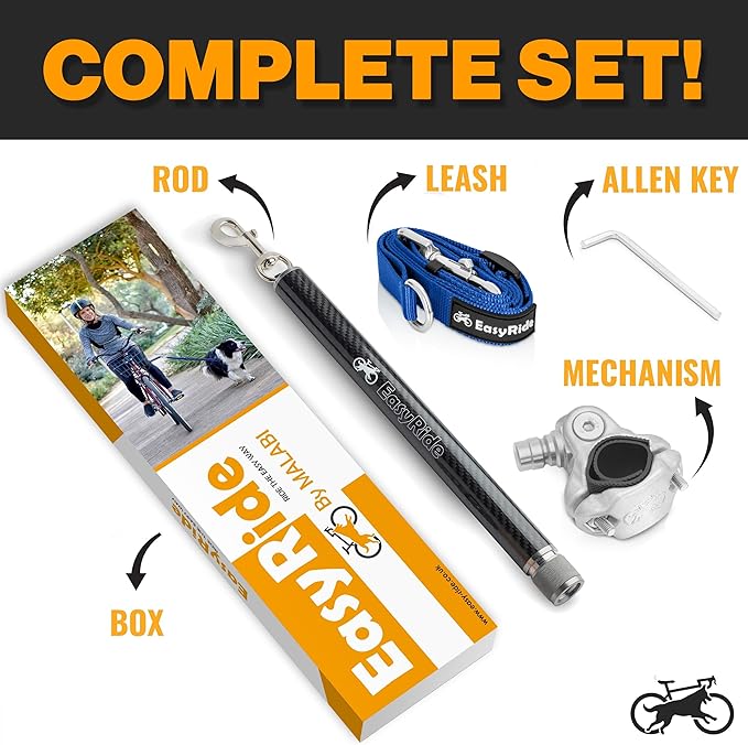 V2.0-180° Rotating Dog Bike Leash - with Shock Absorbers and Quick Attach Mechanism | Carbon Fiber | Detachable, Adjustable for The Smoothest Ride- Patent Pending (Blue)