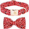 Elegant little tail Valentine's Dog Collar, Cute Red Heart Pet Collars with Bow for Small Dogs, Female or Male Adjustable Cotton Pet Collars Holiday Puppy Collar for Small Medium Large Dogs