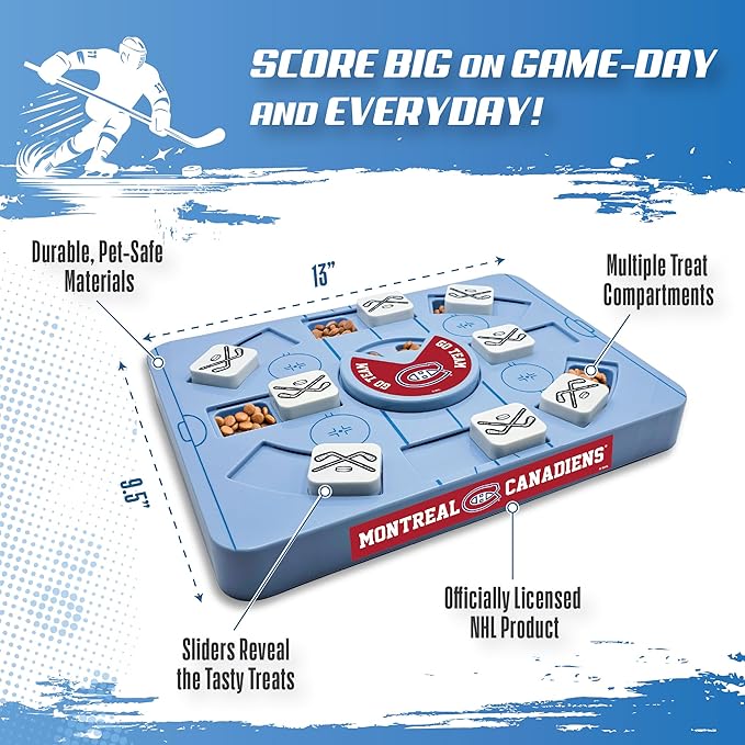 Pets First NHL Montreal Canadiens Large Puzzle Toy, New Size, Interactive Dog Treat & Slow Feeding Toy