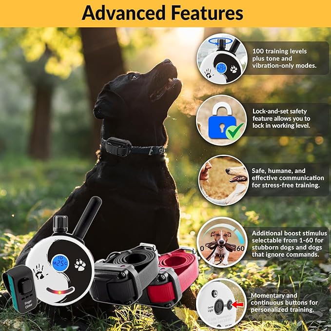 E-Collar – Educator ZEN-302-1/2 Mile Waterproof Remote Dog Training Collar Includes Premium Finger Clicker Trainer, 100 Programmable Levels + Vibration + Light + Sound