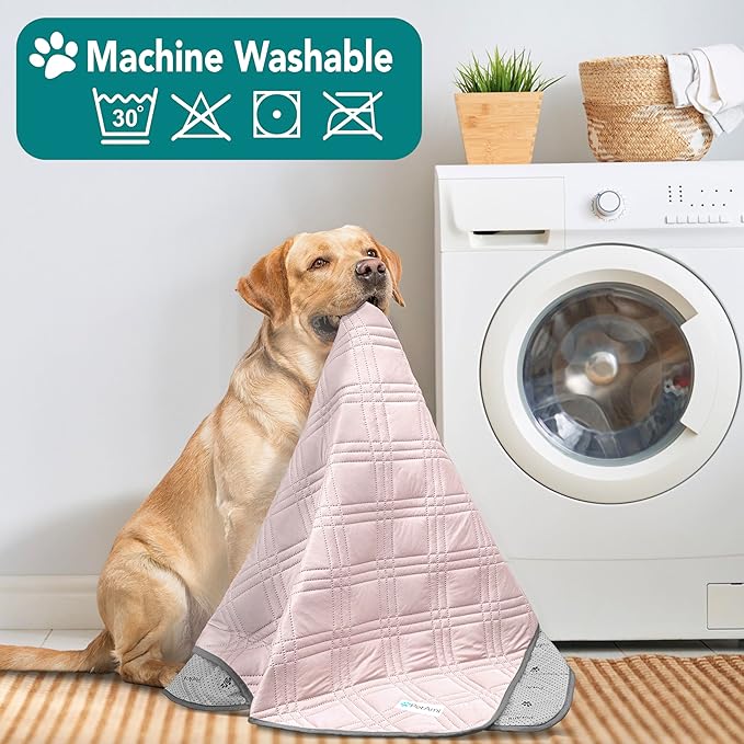 PetAmi Waterproof Cooling Mat for Dog, Premium Pet Cooling Blanket for Bed Crate, Anti Slip Indoor Dog Cool Pad for Sleeping, Q-MAX Large Sofa Couch Cover Mat for Cat, Pink, 40x60