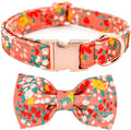 Tunkoo Dog Collar Elegant Floral Bow Tie Unique Style Super Soft Comfy Adjustable Cotton Collar with Premium Metal Buckle, for Puppy Small Medium Large Pet Supplies, L