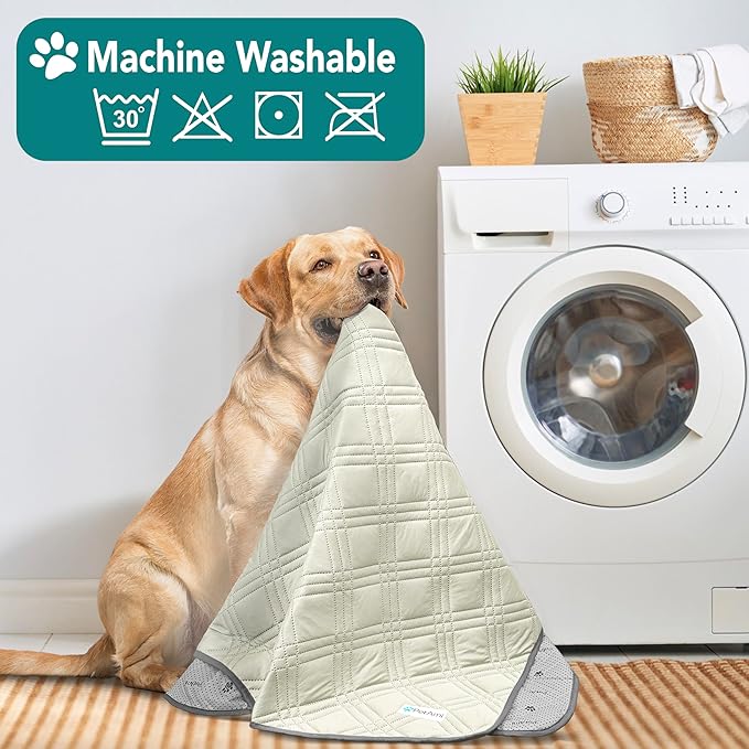 PetAmi Waterproof Cooling Mat for Dog, Premium Pet Cooling Blanket for Bed Crate, Anti Slip Indoor Dog Cool Pad for Sleeping, Q-MAX Small Medium Sofa Couch Cover Mat for Cat, Beige, 29x40