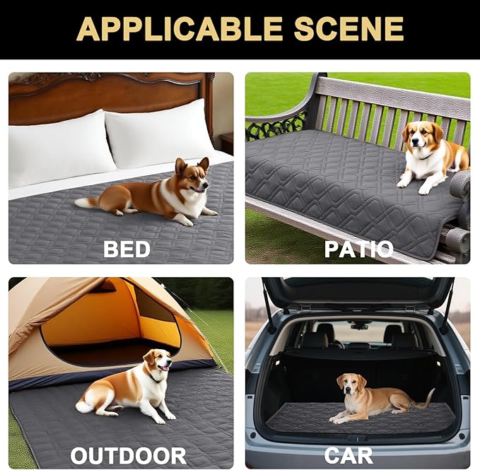 PrinceDeco Waterproof Couch Cover for Dogs Anti-Slip Dog Blanket Cover Washable for Furniture Sofa, Crate, RV Seats,Car, Pet Puppy Essentials (32x62 Inch, Brown)(32x62 Inch, Grey)