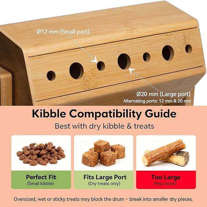 Interactive Dog Nail Scratch Board & Treat Puzzle Toy, 2-in-1 Adjustable Bamboo Feeder for Small Medium Large Dogs, Stress-Free Nail File Alternative (Includes 80/180 Grit Sandpaper)