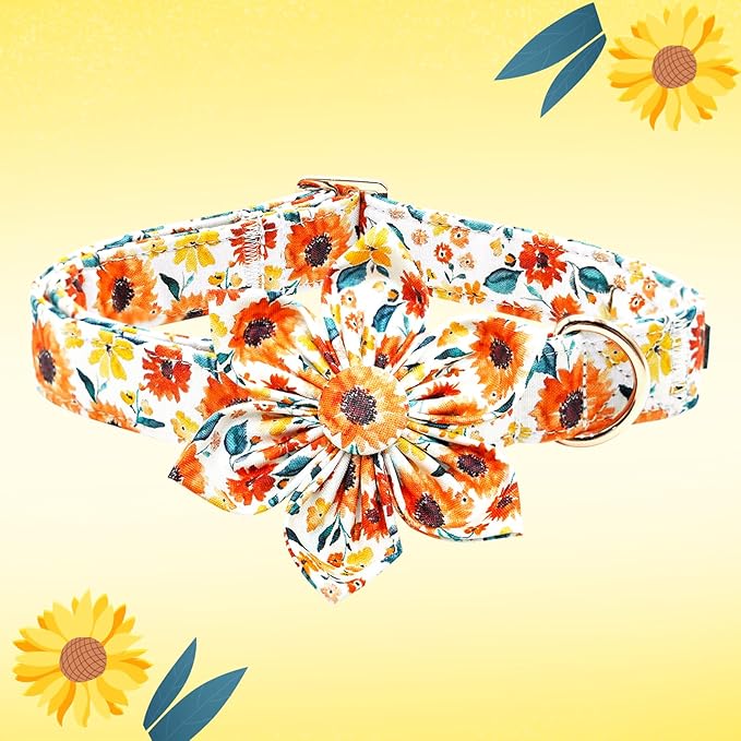 Lionheart glory Dog Collar Flowers Collar Floral Dog Collar with Flower Spring Summer Cute Collar Dog Boy or Girl Dog Collars Soft Durable Adjustable Dog Collars for Large Dogs