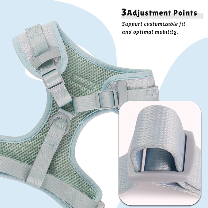 No Pull Dog Vest Harness for Small&Medium Dogs, Side Clip Adjustable Pet Vest, Soft Breathable, Fashion Dog Harnesses for Walking, Running, Shopping (Light Blue,M)