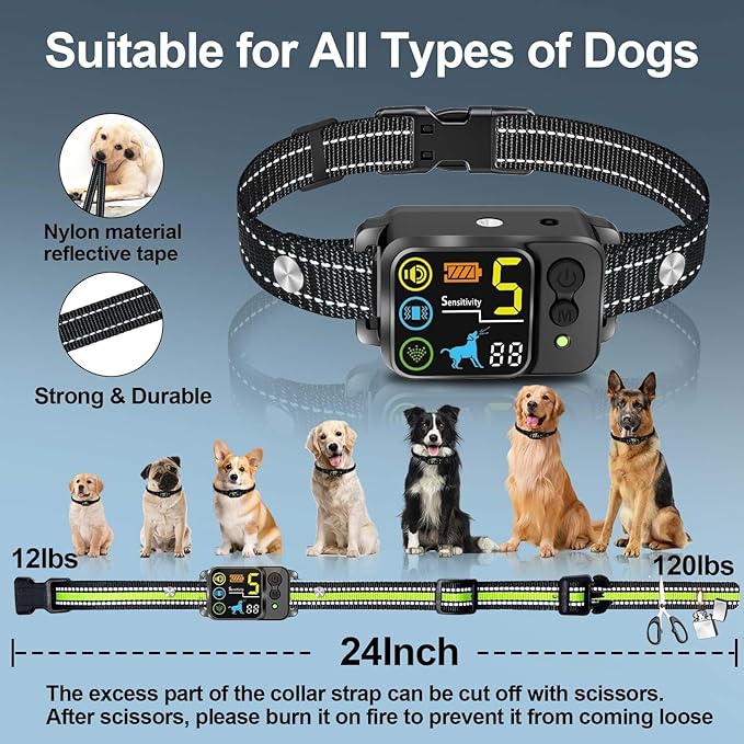 Citronella Bark Dog Collar [No Refill] Spray Dog Collar, with 5 Adjustable Sensitivity, Beep+Vibration+Spray 5 Working Modes Citronella Bark Collar, IP66 Waterproof Dog Spray Collar for L/M/S