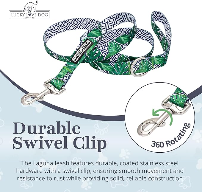 Lucky Love Dog Leash – Soft, Durable, and Comfortable Leash with Vibrant Patterns – Stylish and Long Lasting for Large Male and Female Dogs – Laguna, Large