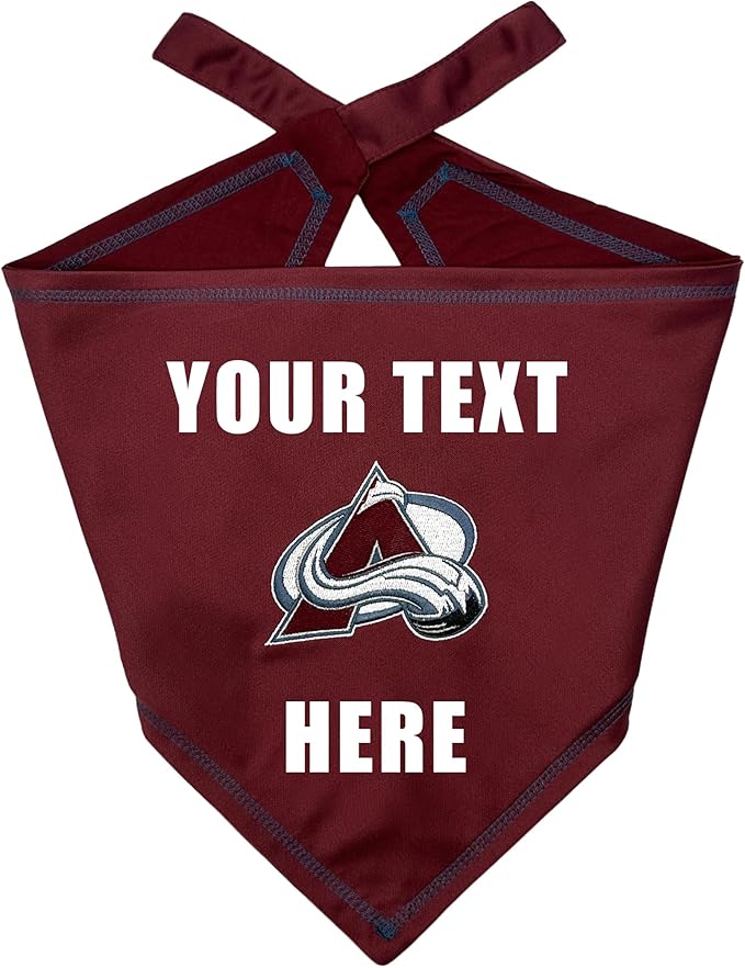 Pets First NHL Colorado Avalanche Personalized Tie Around Bandana for Dogs & Cats, Size Large/X-Large. Custom Dog Bandana Scarf Bib for Pet Cat Dog. The Ultimate Game-Day & Party Customizable Bandana