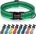 Personalized Dog Collar with Engraved Metal Buckle Reflective Cotton Custom Collar for Dogs Puppy with Name and Phone Number 8 Colors, 4 Sizes (Green, L, 15"-19")