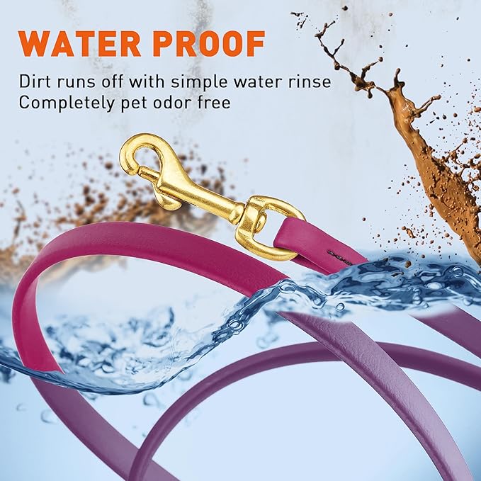 Viper Biothane K9 Working Dog Leash Waterproof Lead for Tracking Training Schutzhund Odor-Proof Long Line with Solid Brass Snap for Puppy Medium and Large Dogs, 15ft Magenta Pink