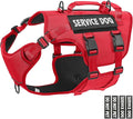 Escape Proof Dog Harness,Soft Padded Full Body Pet Harness,No Pull Tactical Working MOLLE Vest with 4 Pet Patches,Service Dog Vest Harness for Large Dogs Walking Hiking Training