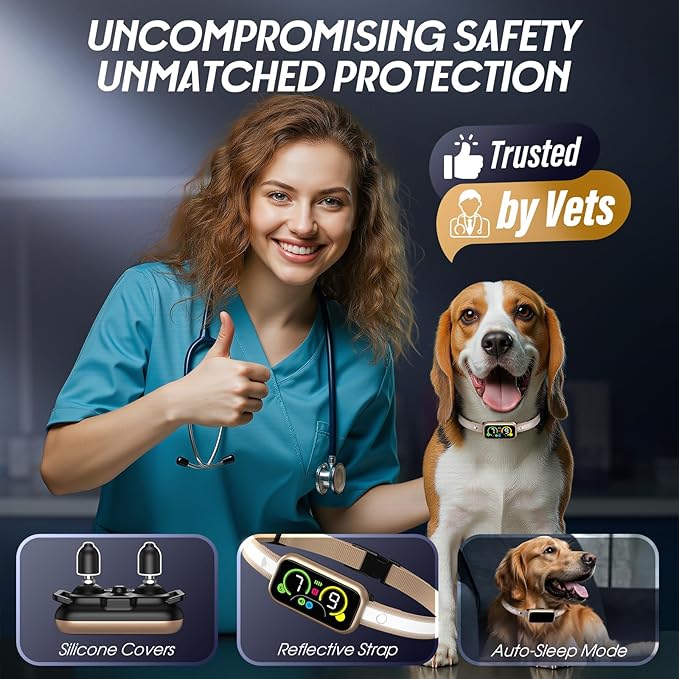 Dog Bark Collar Pro, Instant Bark Solution, Smart Anti Barking Device with 4 Correction Modes, Fast-Acting Barking Collar for for Large Medium Small Dogs 5-150lbs, Ideal for Home & Outdoor Use